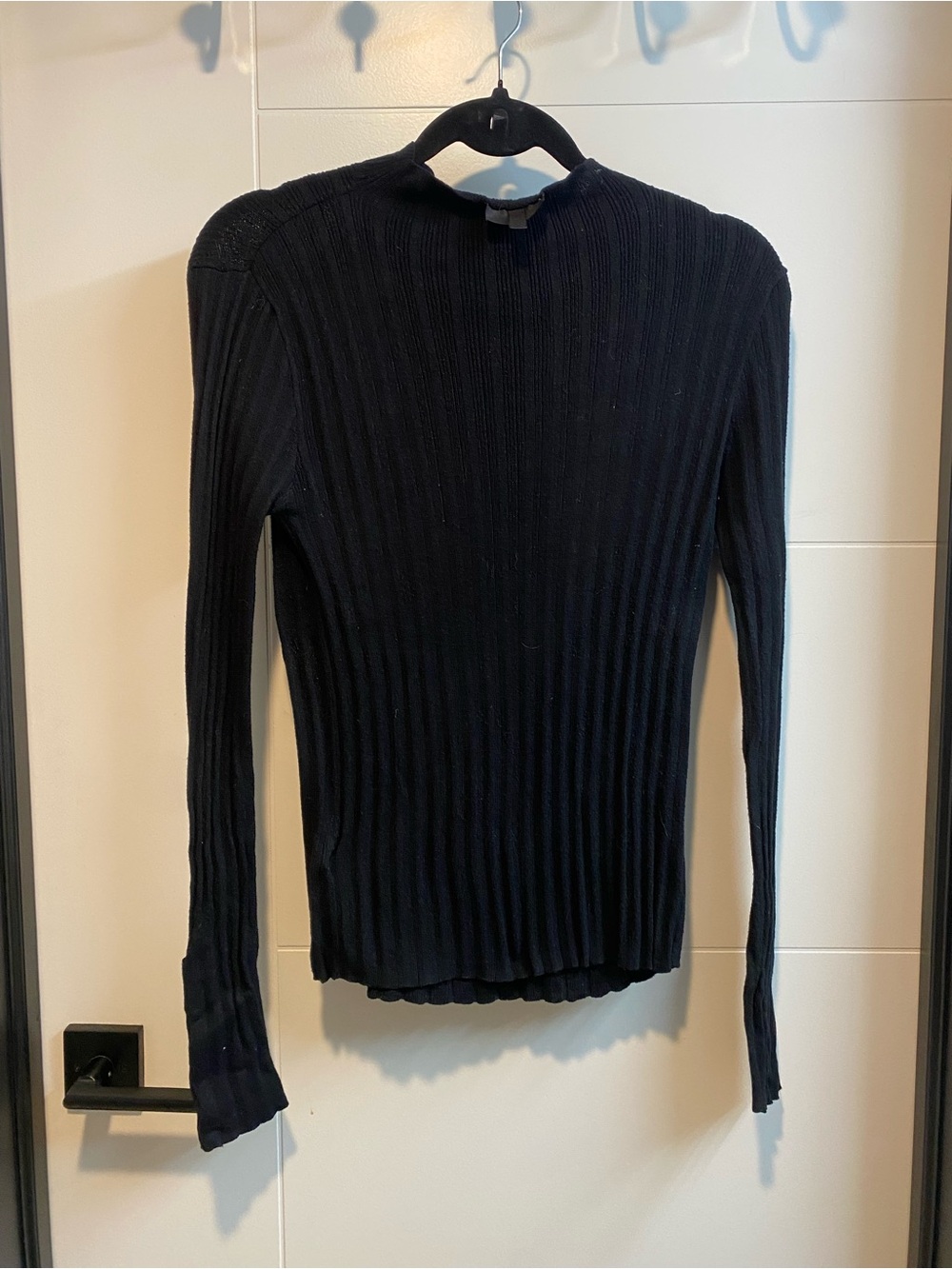 Black Ribbed Long-Sleeve Sweater